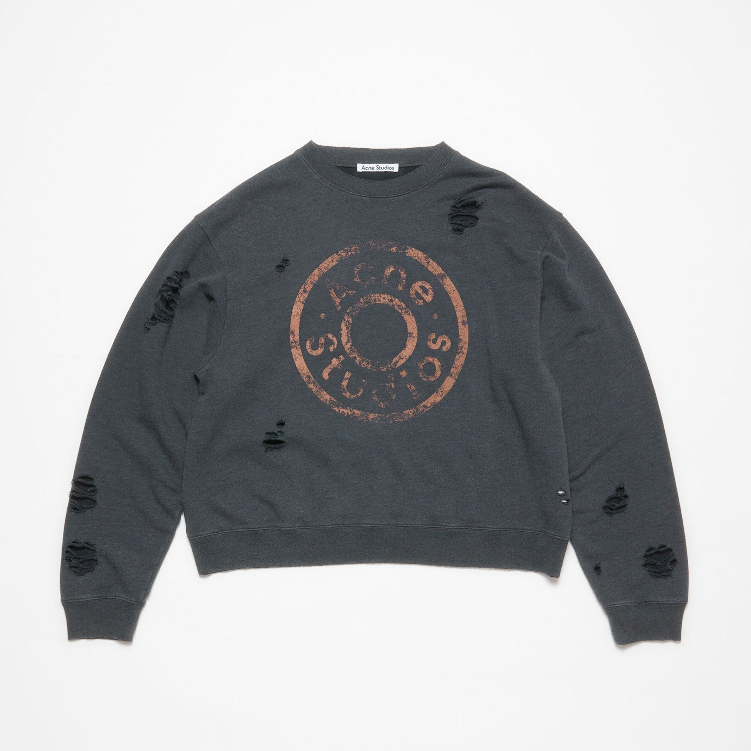 Acne Studios Men's And Women's Spring/fall Fashion Casual Crew Neck Pullover Distressed Vintage Logo Cotton Long Sleeve T-shirt #78449