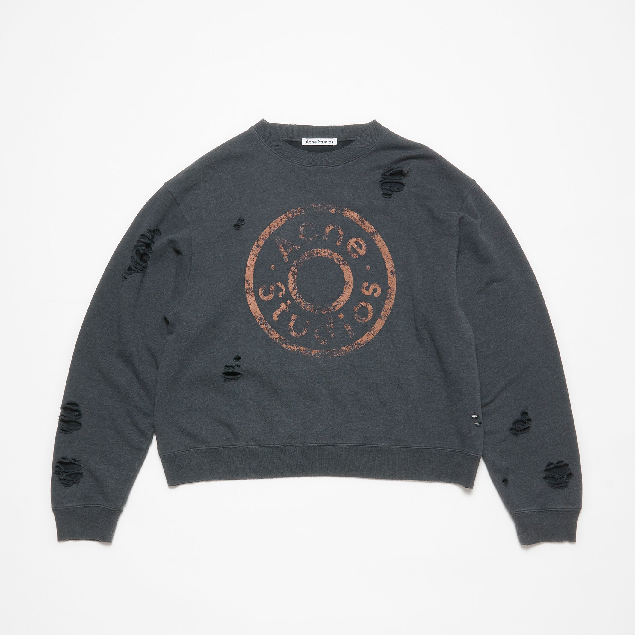 Acne Studios Men's And Women's Spring/fall Fashion Casual Crew Neck Pullover Distressed Vintage Logo Cotton Long Sleeve T-shirt #78449