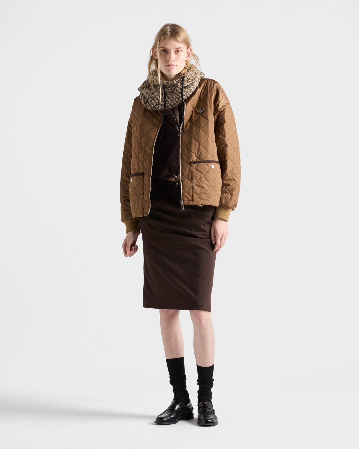 Prada Cork Beige Quilted Light Re-nylon Jacket #326852