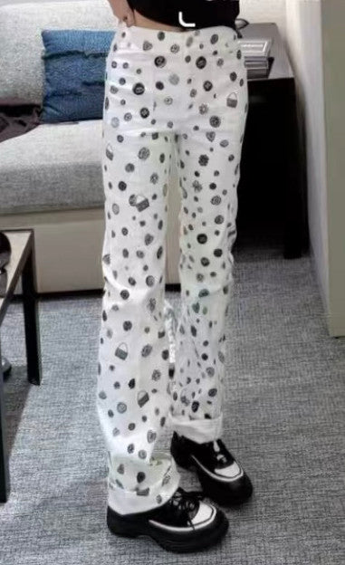 Chanel Women's Spring/Fall Fashion Casual Solid Color Classic Print Long Leg Denim Pants #78936