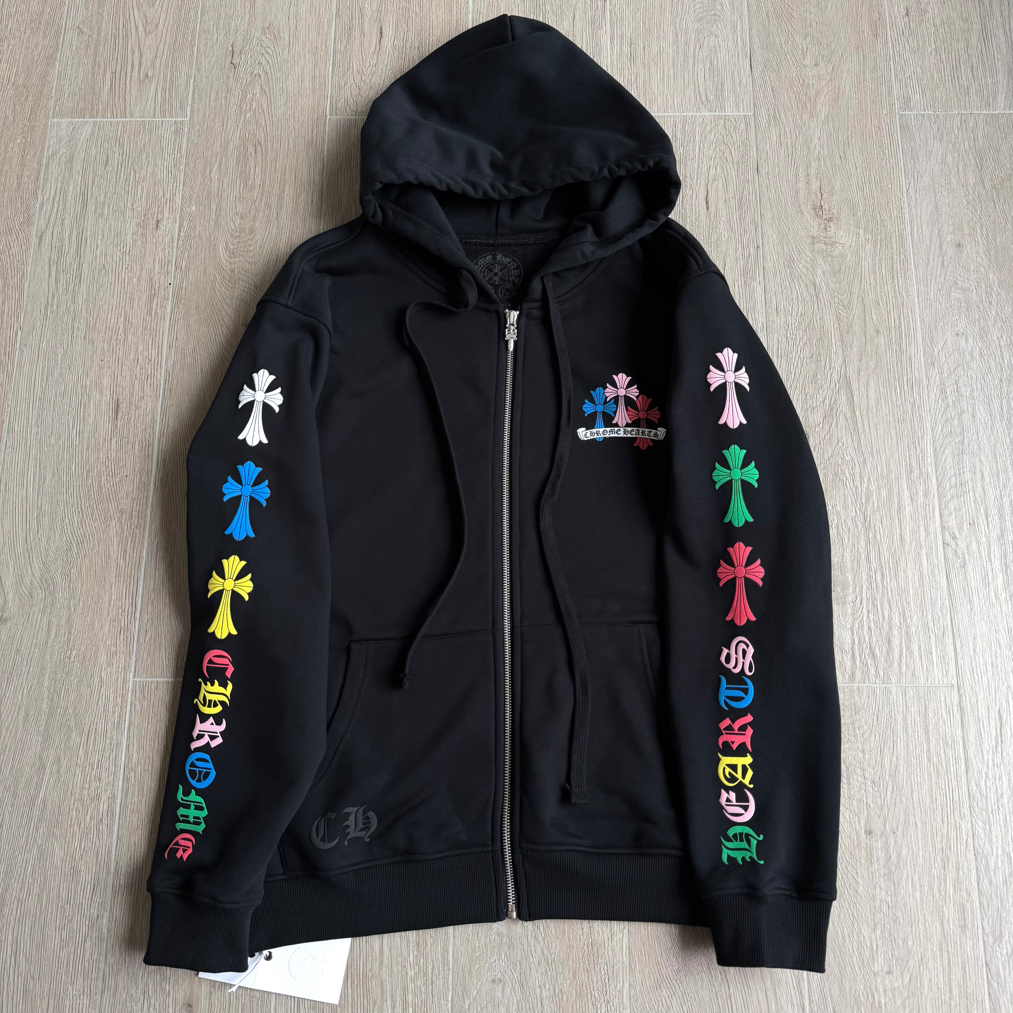Chrome Hearts Classic 925 Silver Zipper Pull Colorful Horseshoe Zip Sweatshirt #333188