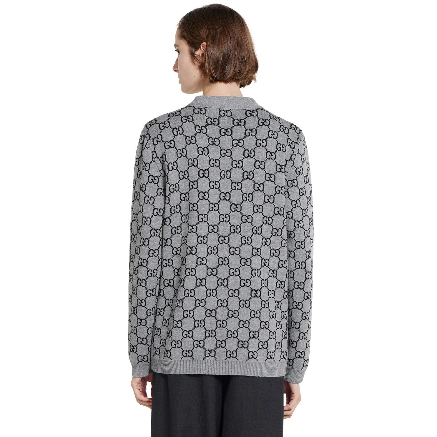 Gucci Men's and Women's Autumn/Winter Fashion Casual Double-Faced GG Jacquard Fine Wool Knit Cardigan #79486