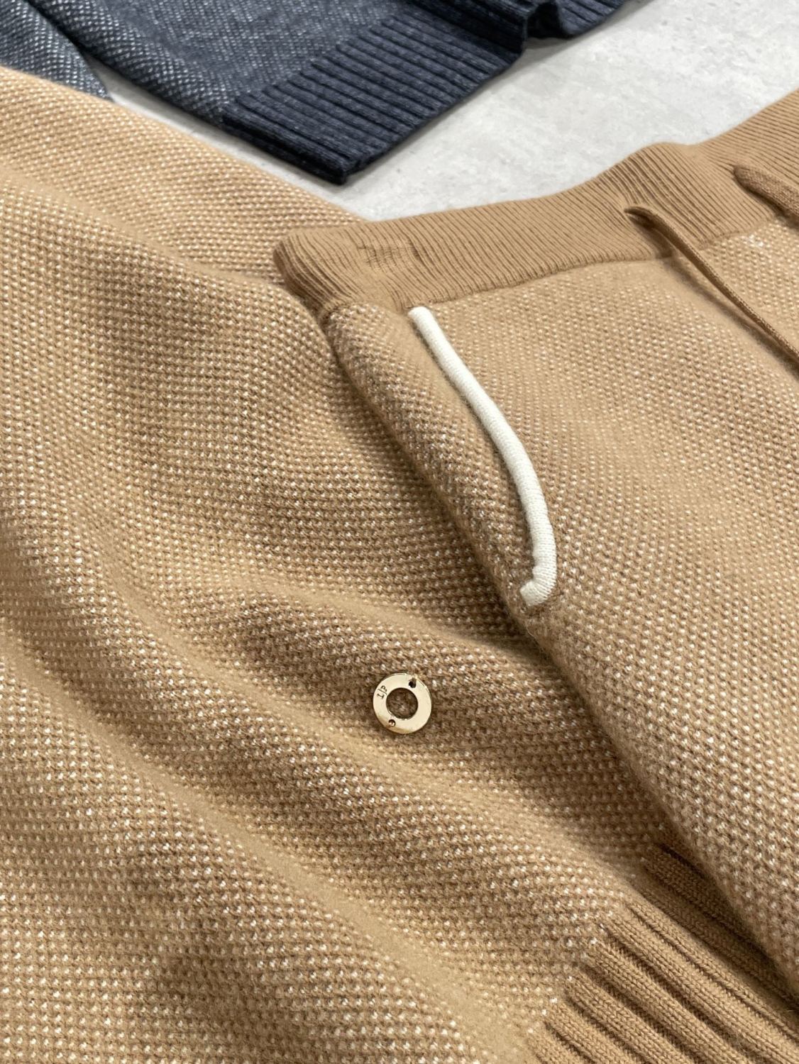 Loro Piana Women's Spring/Fall/Winter Round Neck Knit Cashmere Solid Color Long Sleeve Pullover Sweater with Casual Drawstring Elastic Waist Pants Suit Set Ngvp #2399