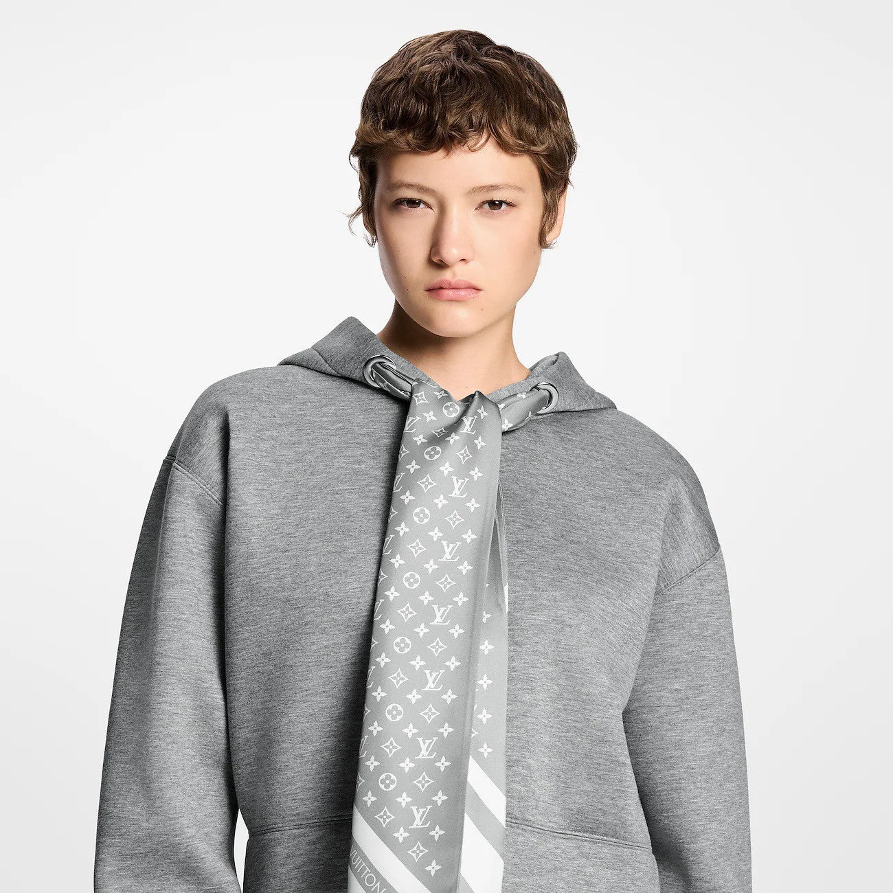 Louis Vuitton Fall/Winter Cropped Monogram Scarf Hoodie #332734