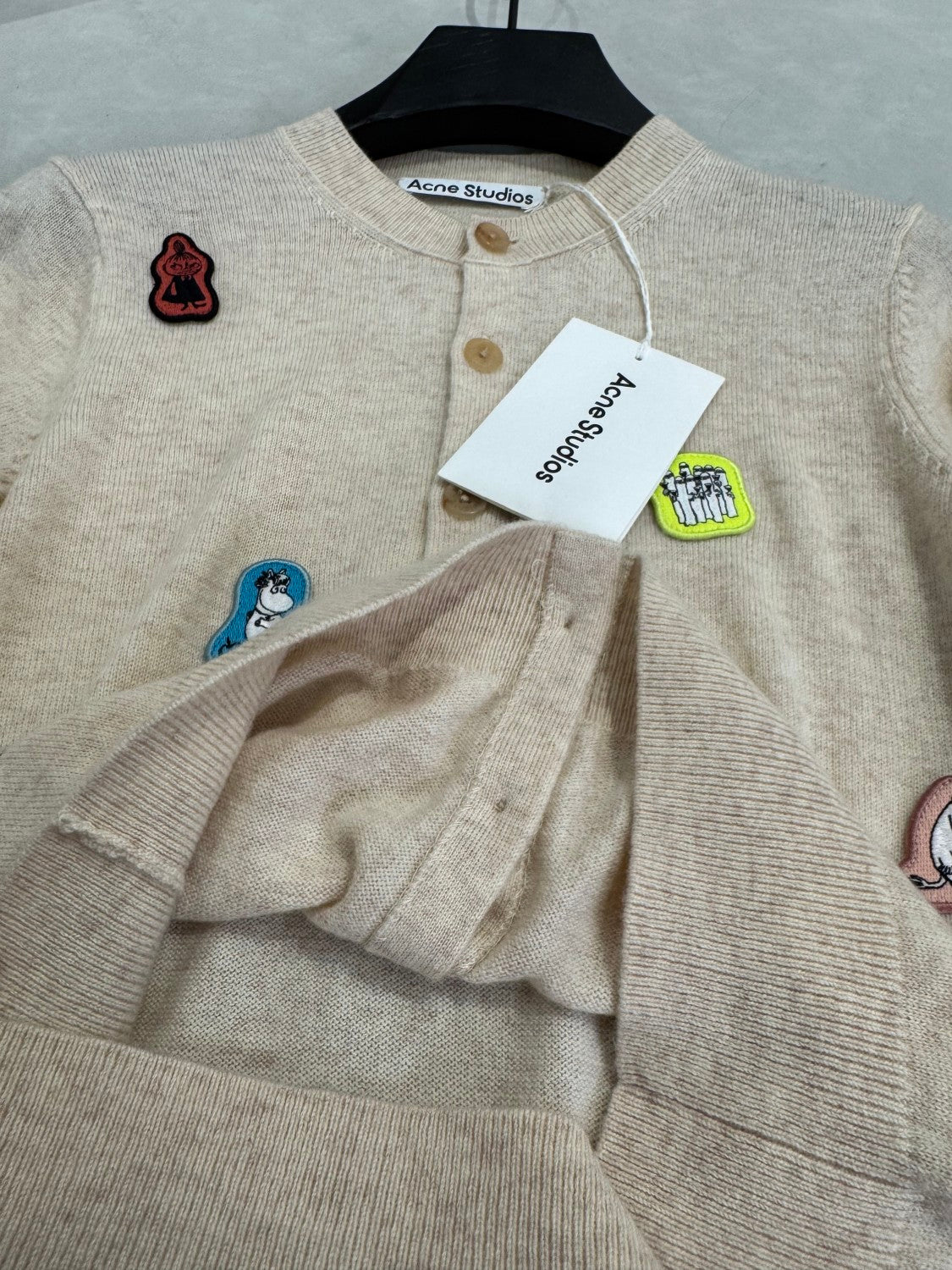 Acne Stuidos x moomin Co-branded women's cartoon round neck casual knitted cardigan #332139