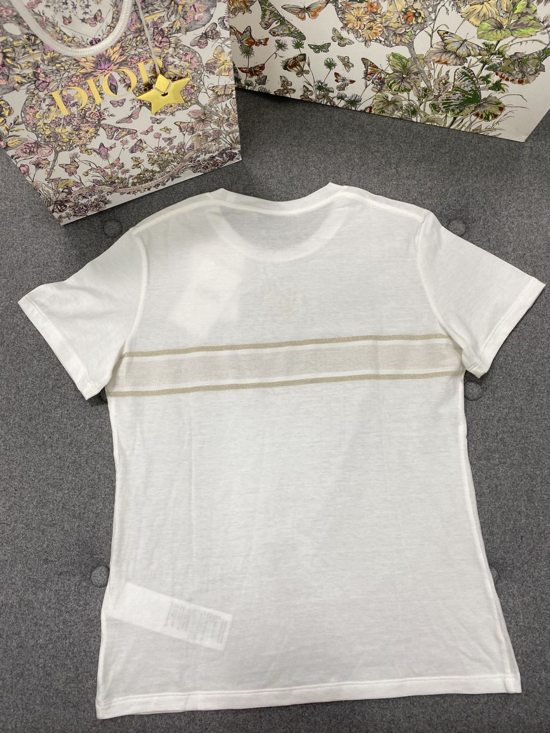 Dior Women's Summer Fashion Casual Crew Neck Cotton Short Sleeve T-Shirt with Gold Thread Embroidery T-Shirt #78579