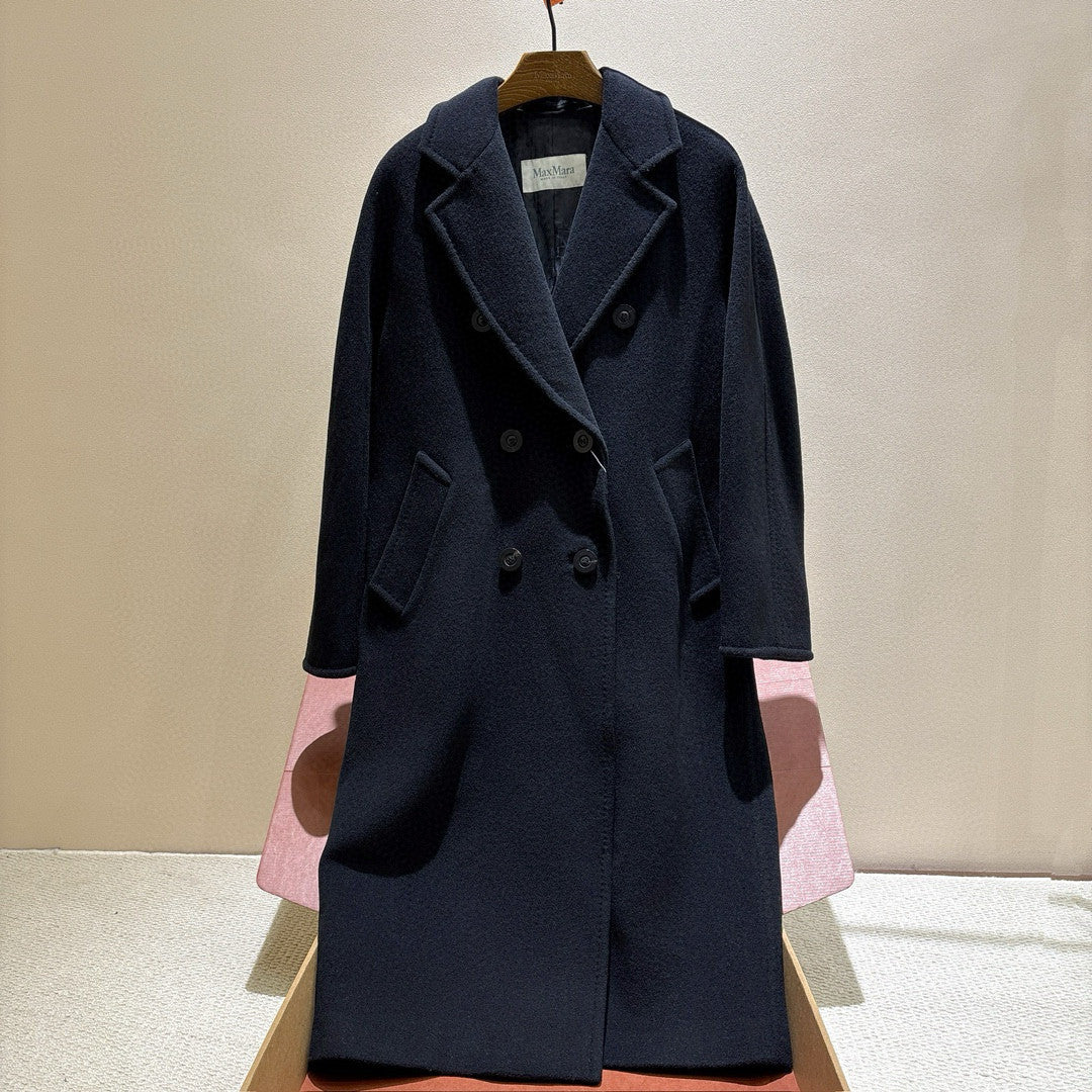 MaxMara Women's Fall/Winter Fashion Classic Solid Color V Neck Single Breasted Long Sleeve Mid Length Coat Jacket #79426