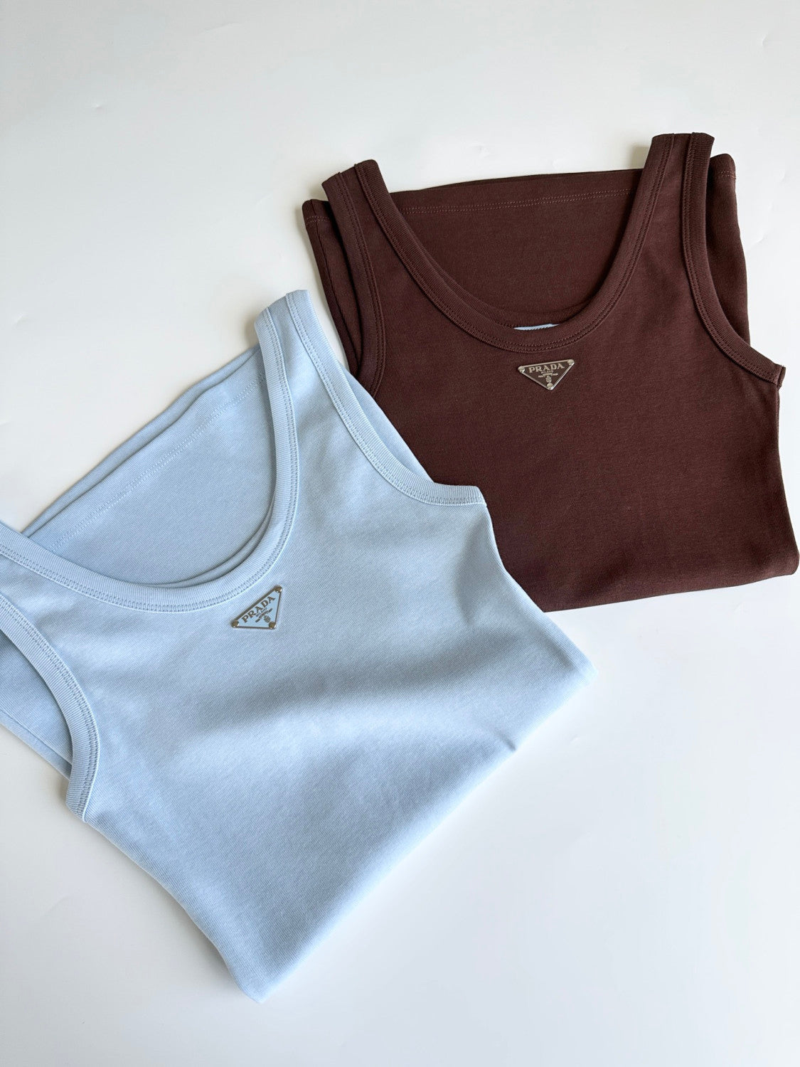 PRADA Cocoa Brown Ribbed Knit Top #378067