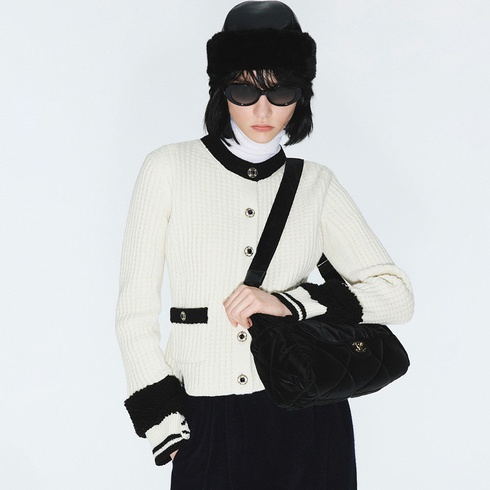 Chanel Jacket Wool Ecru Black #375845