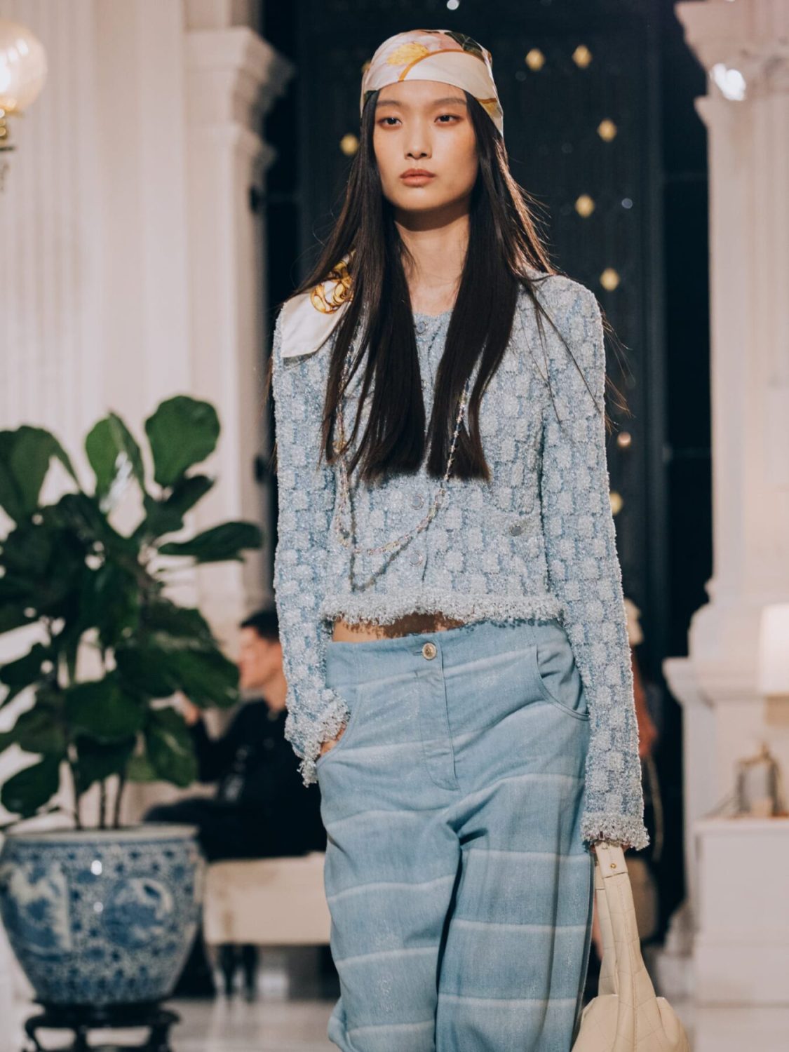 Chanel Tweed Cardigan Blue #335858