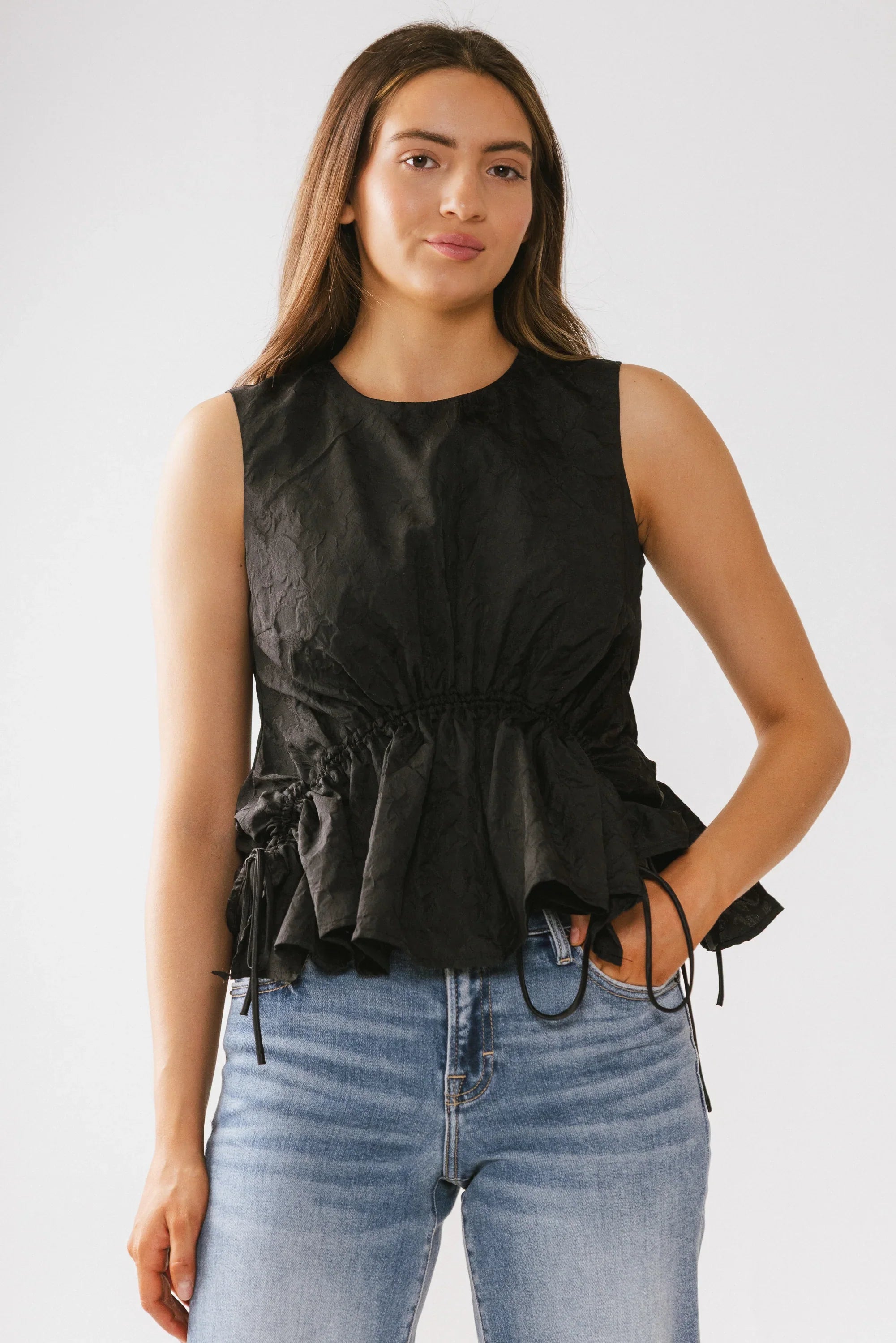 Miranda Textured Blouse in Black