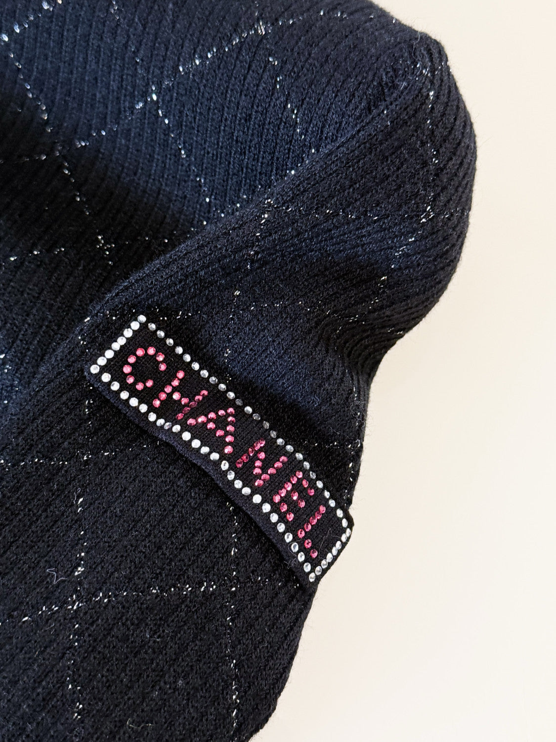 Chanel Turtleneck Pullove Sequined Wool Black Gold Silve #333816