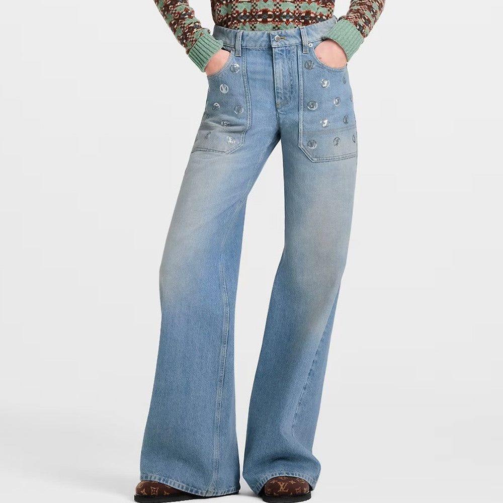 Louis Vuitton Signature Sequin Slim Fit Jeans #334460