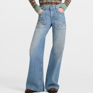 Louis Vuitton Signature Sequin Slim Fit Jeans #334460