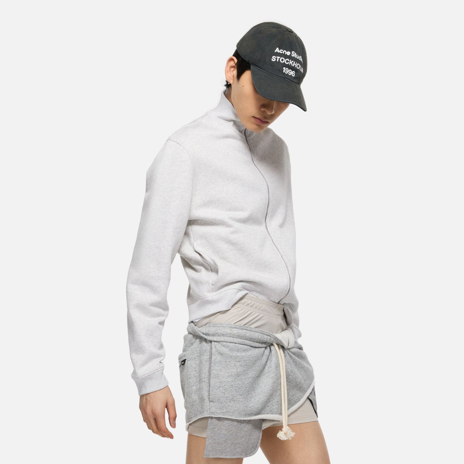Acne Studios Women's And Men's Spring/fall Fashion Casual Solid Color Minimalist Logo Letter Embroidery Zipper Long Sleeve Sweatshirt Jacket #78317