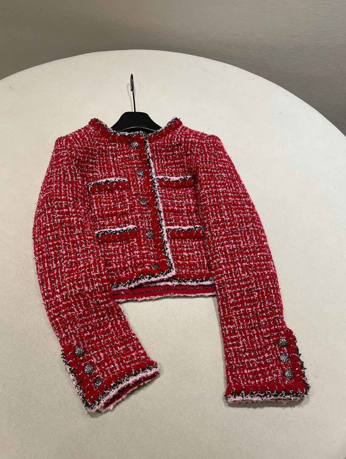 Chanel Women's Jacket Tweed red Long Skirt Tweed #333453