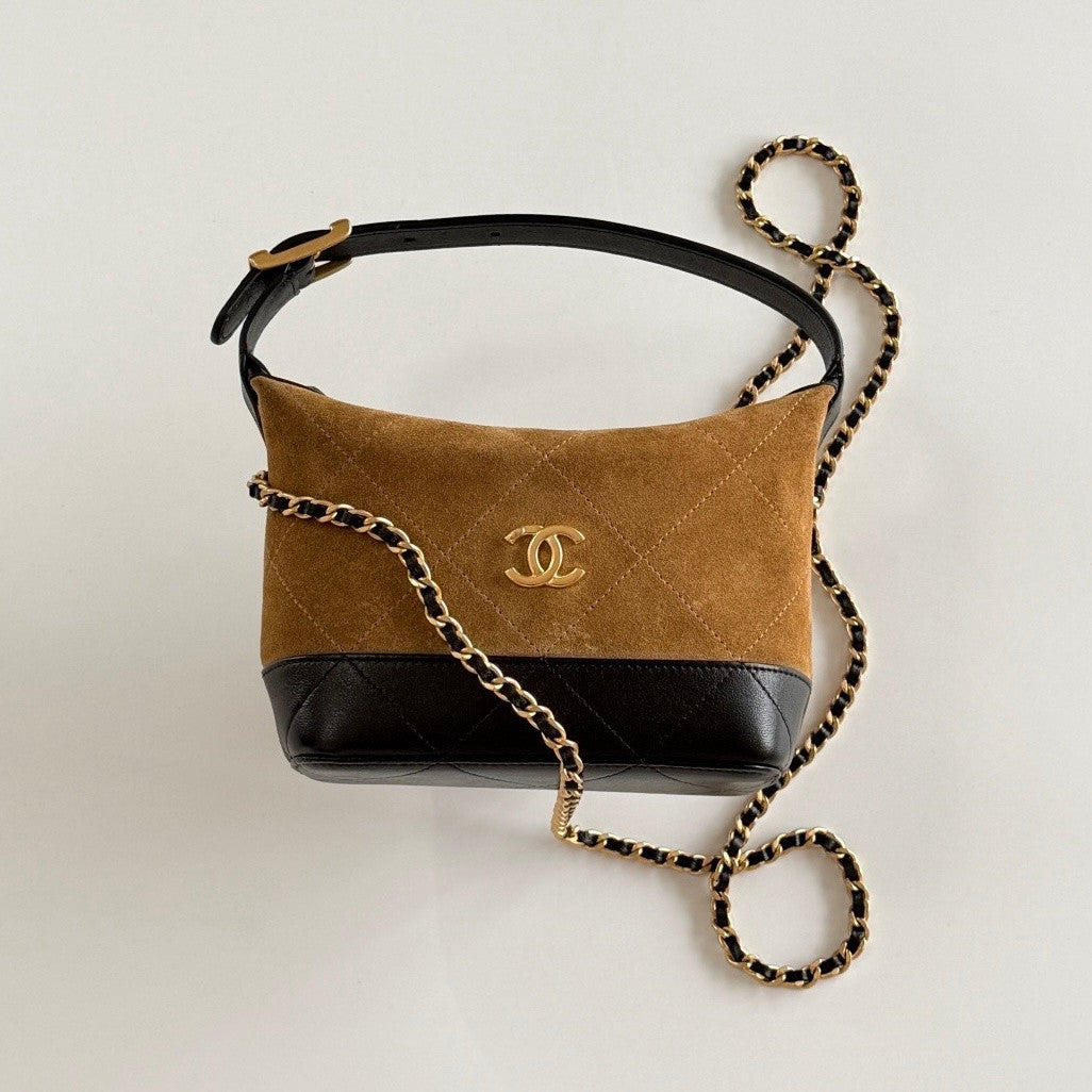 Chanel Suede Lambskin Colorblock Lunch Box Bag #379883