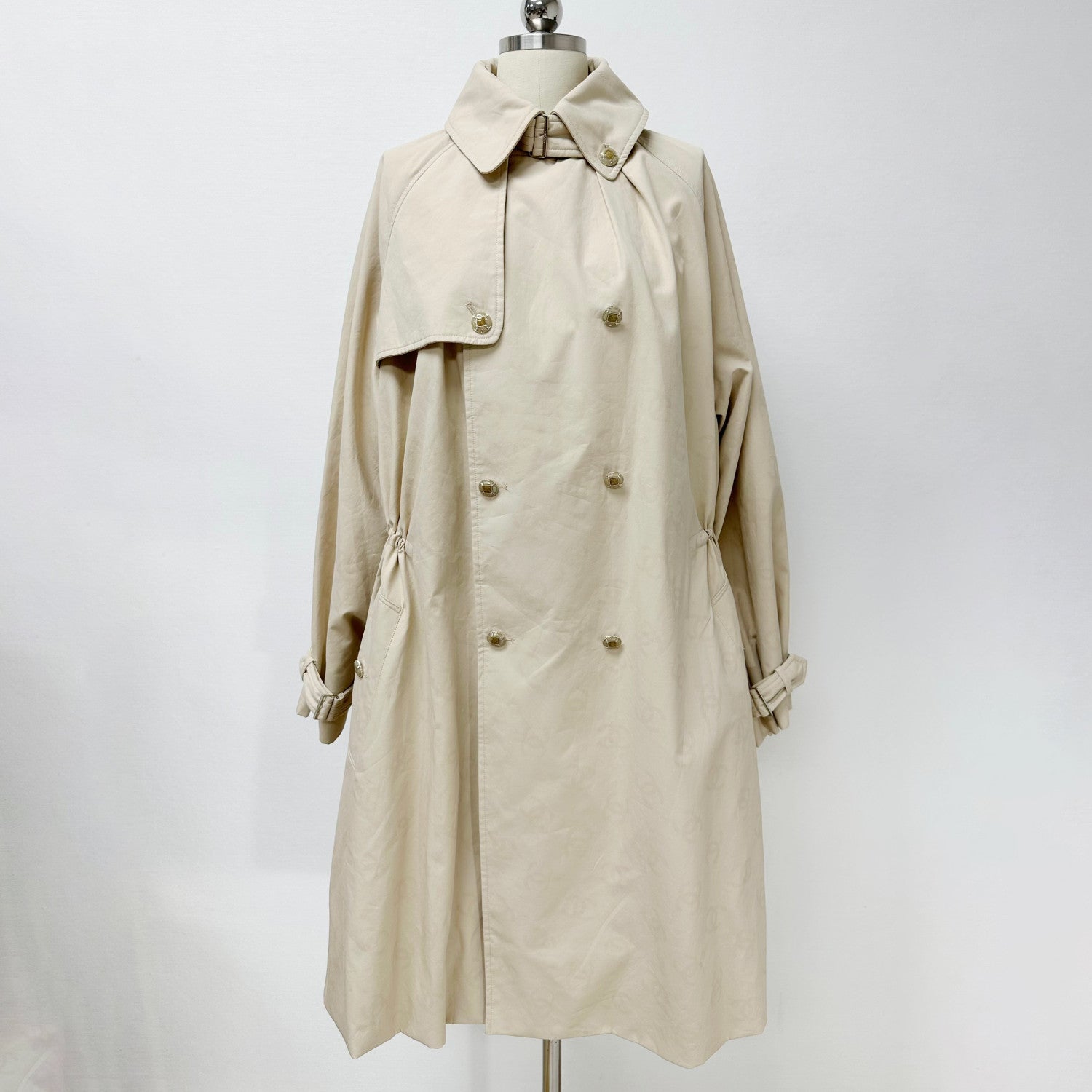 Chanel Women's Spring/Fall Casual Double Breasted Collared Long Print Trench Coat with Elastic Waistband Jacket #78777