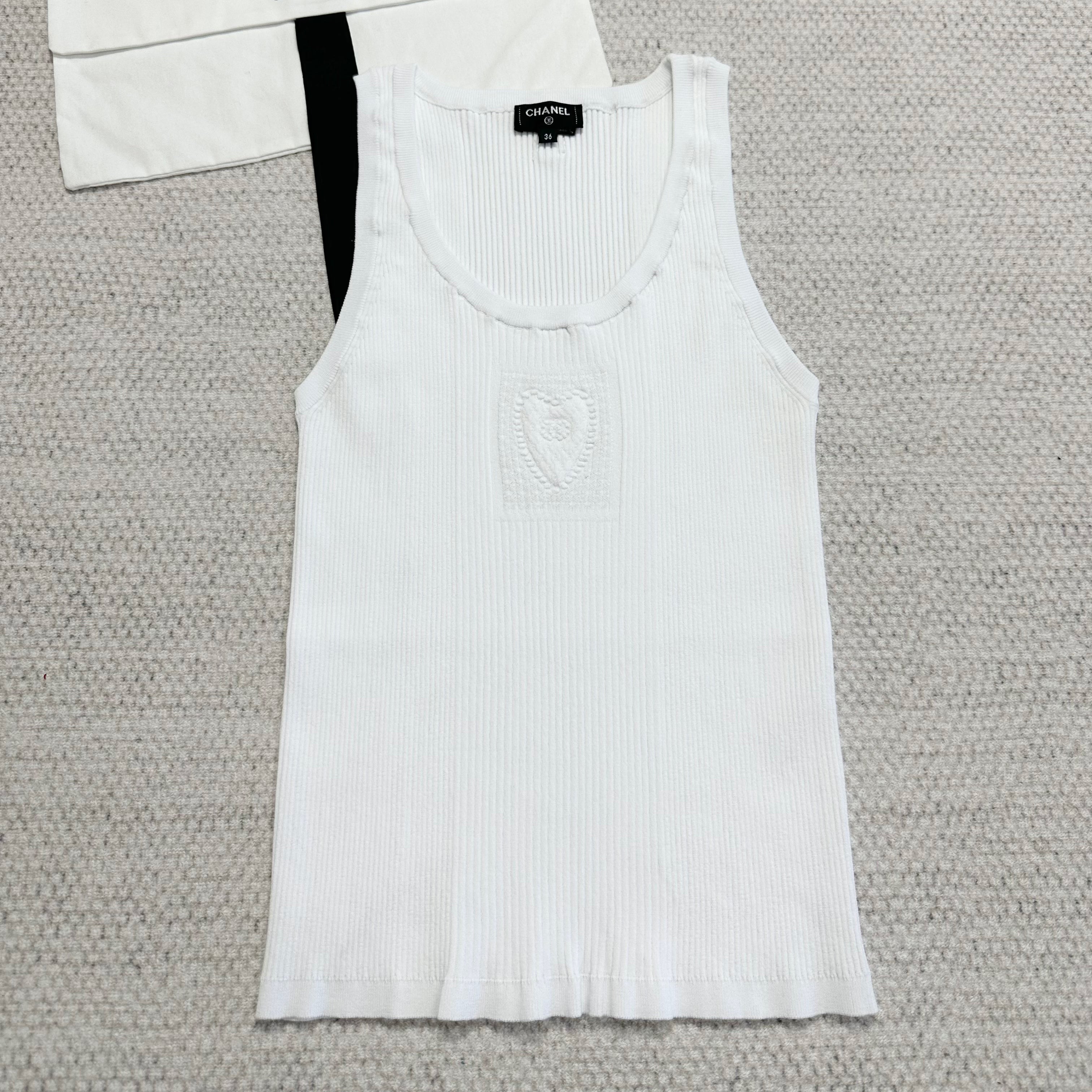 Chanel Women's Summer Fashion Casual Crew Neck Sleeveless Combed Cotton Yarn Knit Tank Top Vest #78775