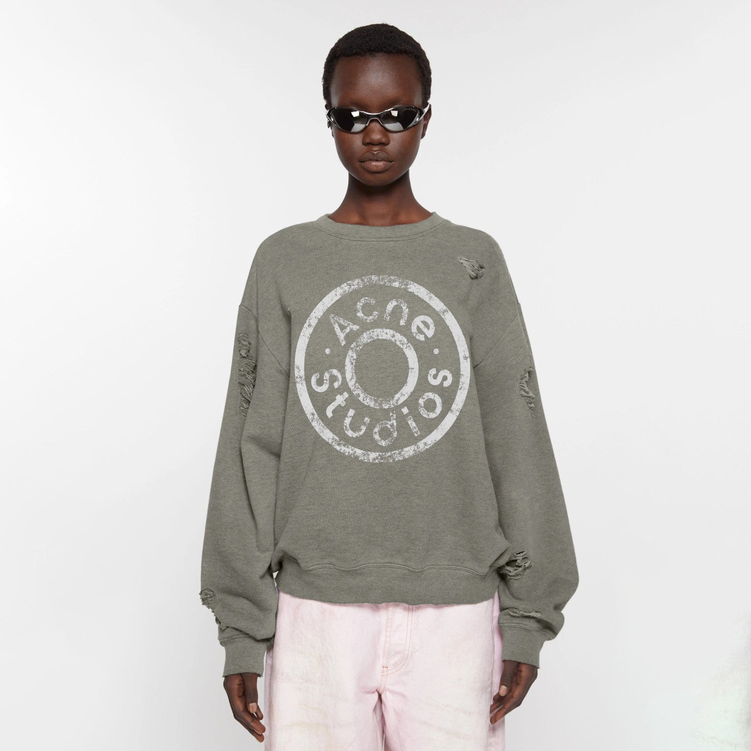 Acne Studios Men's And Women's Spring/fall Fashion Casual Crew Neck Pullover Distressed Vintage Logo Cotton Long Sleeve T-shirt #78449