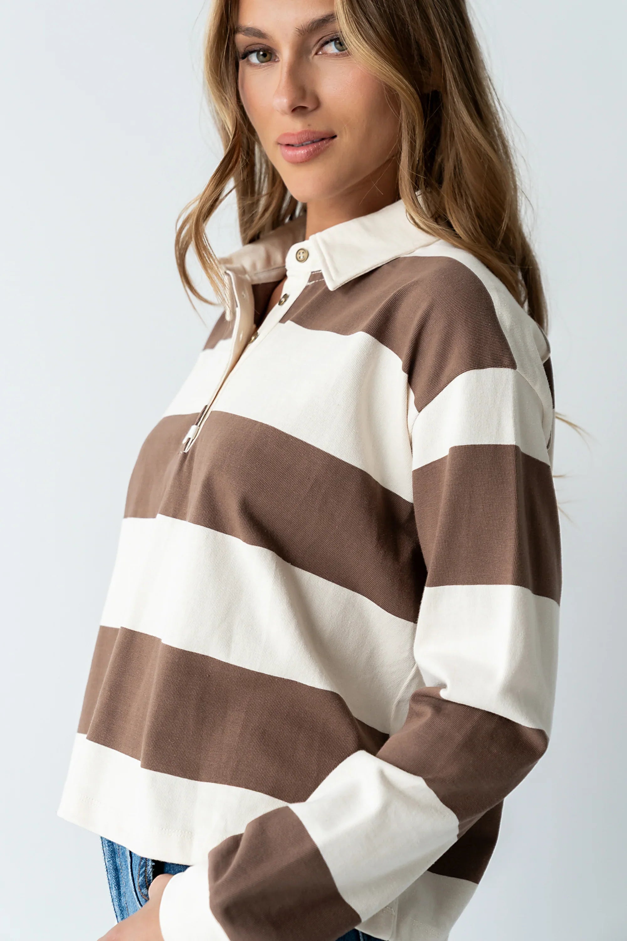 Kaysen Striped Top in Taupe