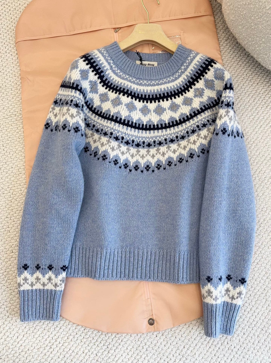MiuMiu Wool Crochet Crew Neck Pullover Sweater #332159