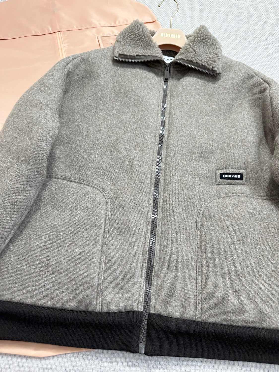 MiuMiu Cord Cotton Fleece Zipper Blouson Jacket #334098