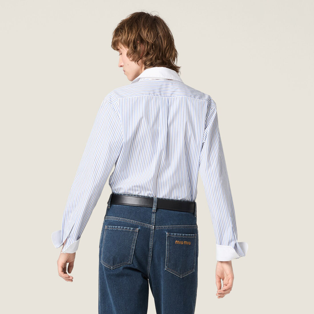 MiuMiu Women's Spring/Fall Fashion Casual Collared Single-Breasted Cotton Striped Shirt #78474