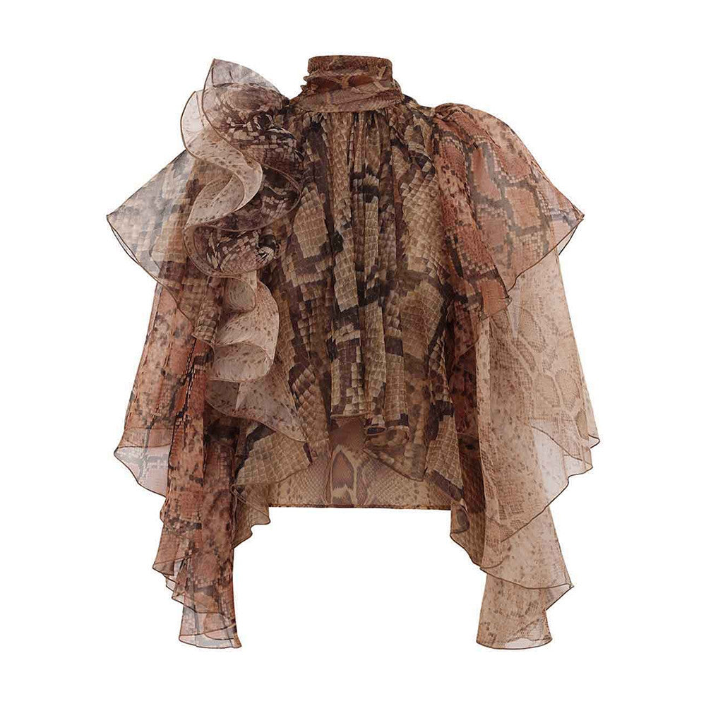 Zimmermann Women's Memento Billow Blouse Spliced Snake #329163