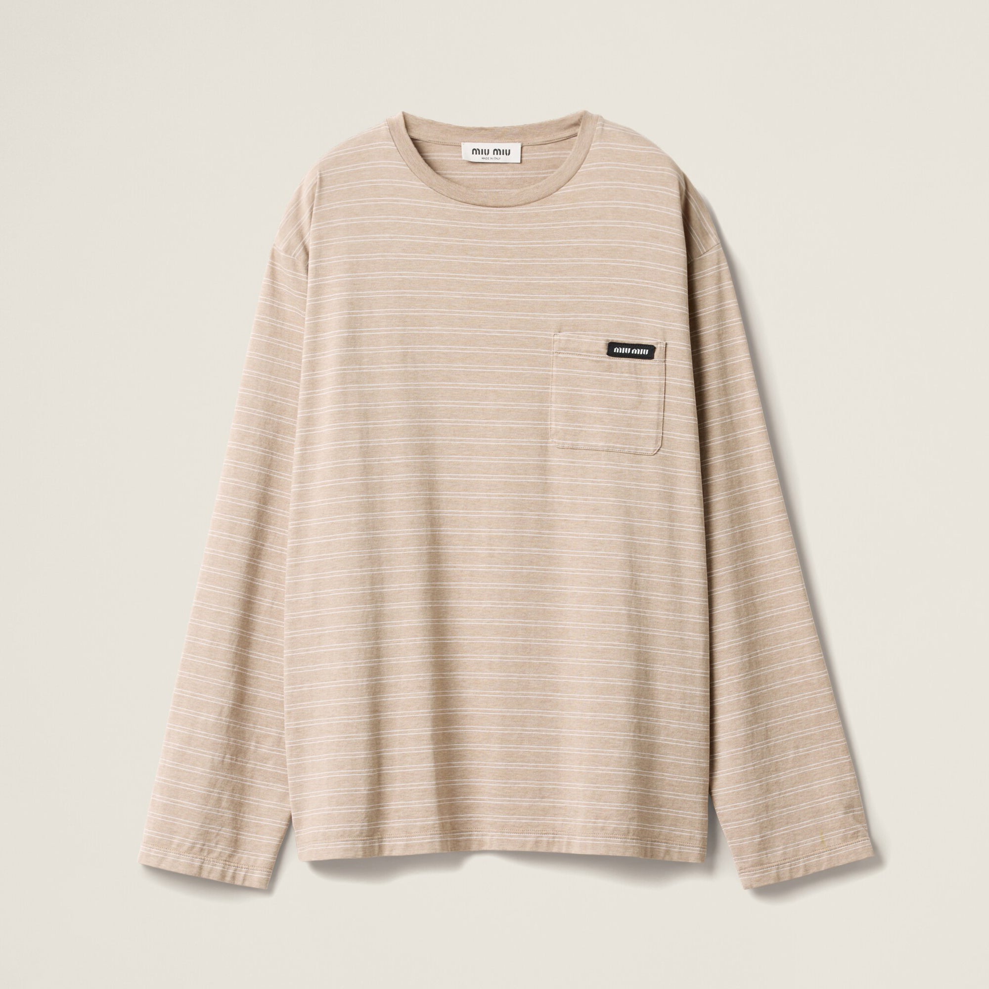 MiuMiu Women's Spring/Autumn Fashion Casual Cotton Plain Weave Knitted Striped Drop Shoulder Sleeve Round Neck Long Sleeve T-Shirt Top #78299