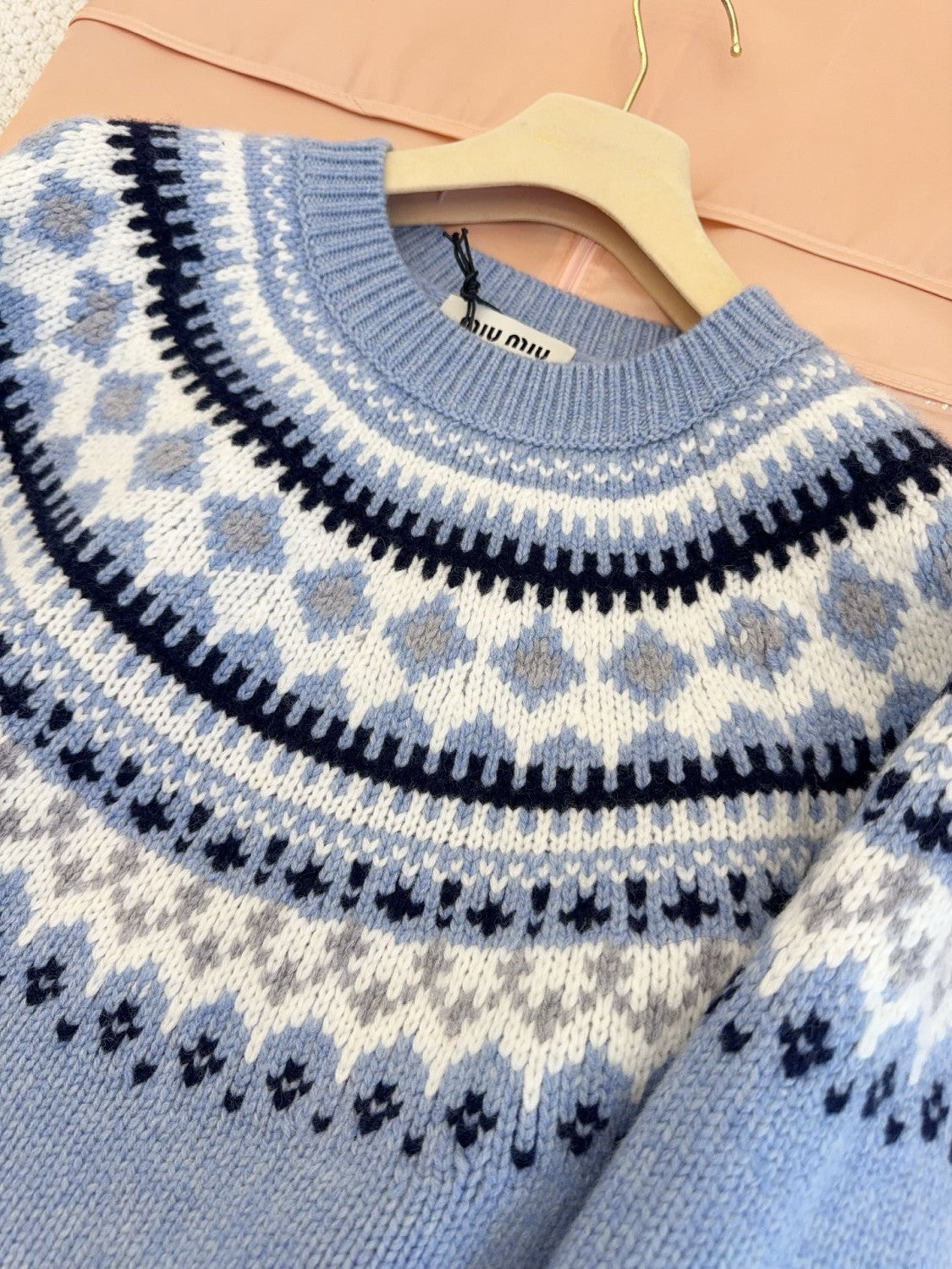 MiuMiu Wool Crochet Crew Neck Pullover Sweater #332159