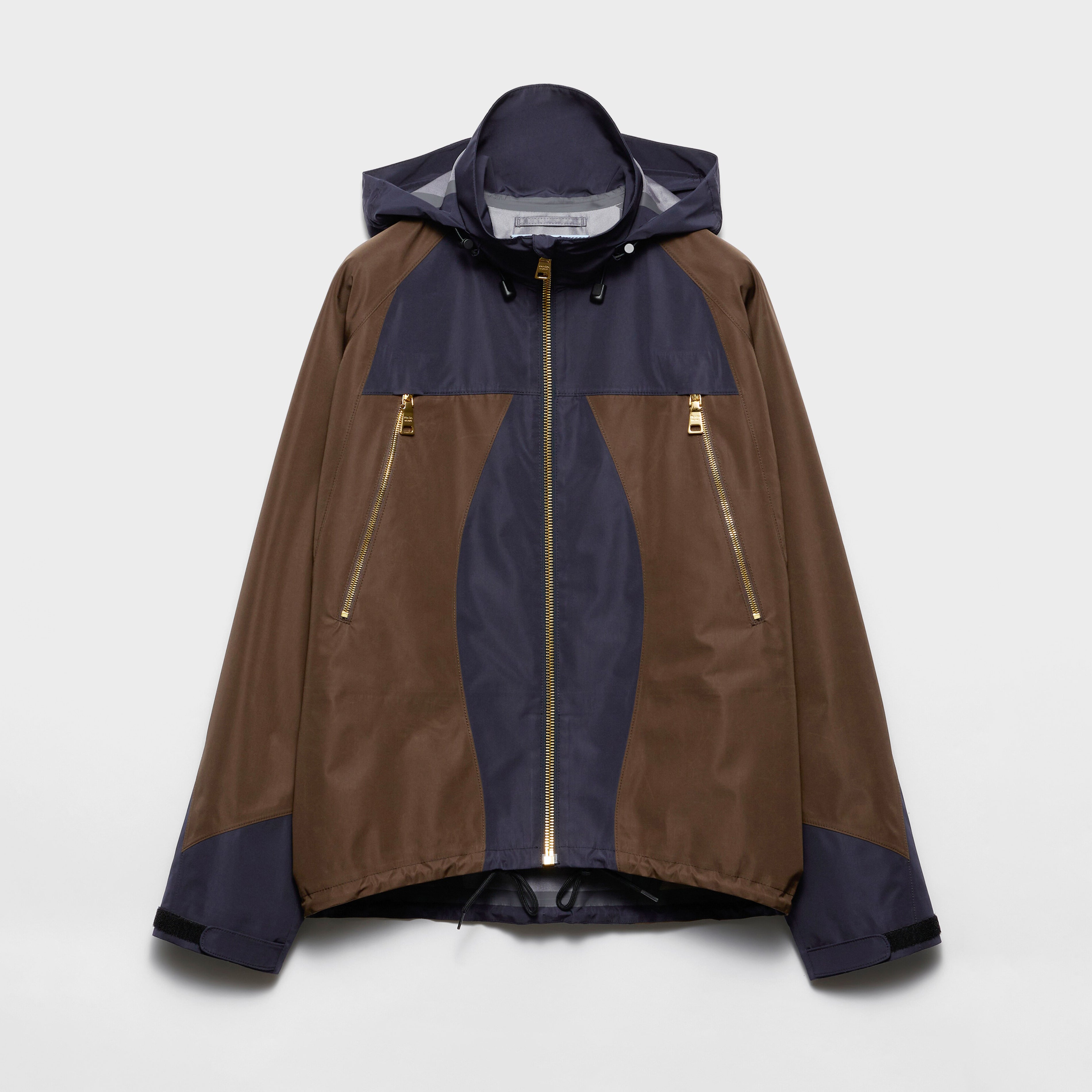 Prada Men's And Women's Spring/Fall Fashion Casual Hooded Zipper Color Block Nylon Hooded Jacket #79183