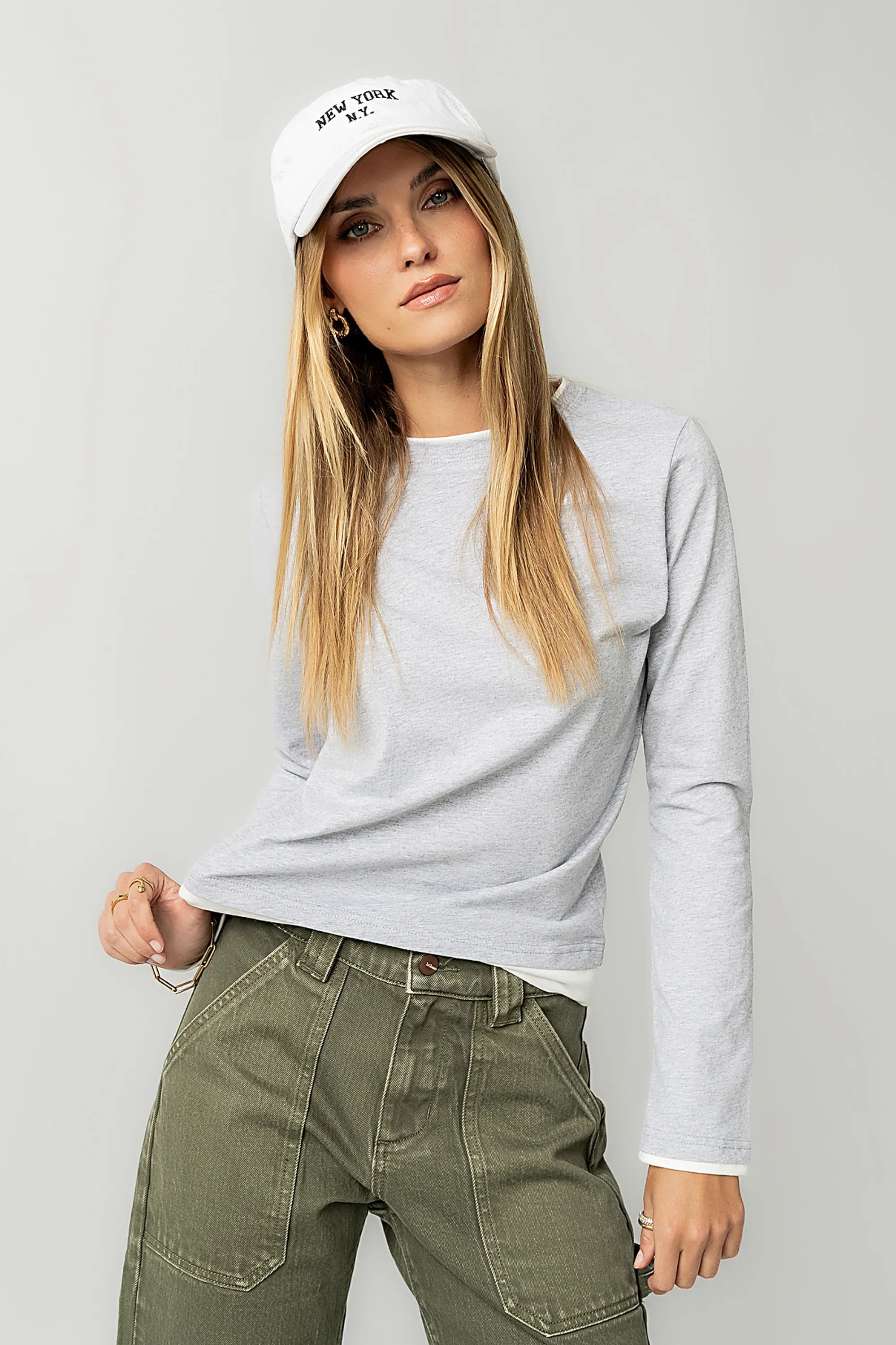 Destiny Double Layer Top in Grey