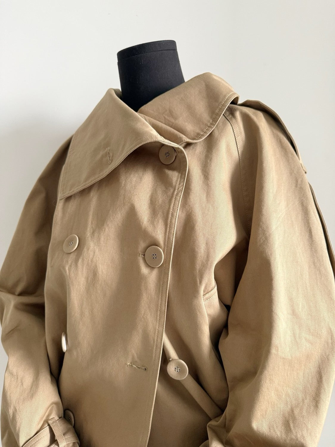 Acne Studios Women's Spring/Fall Fashion Casual Love You Solid Color High-Neck Double-Breasted Twill Trench Coat Short Jacket #78969