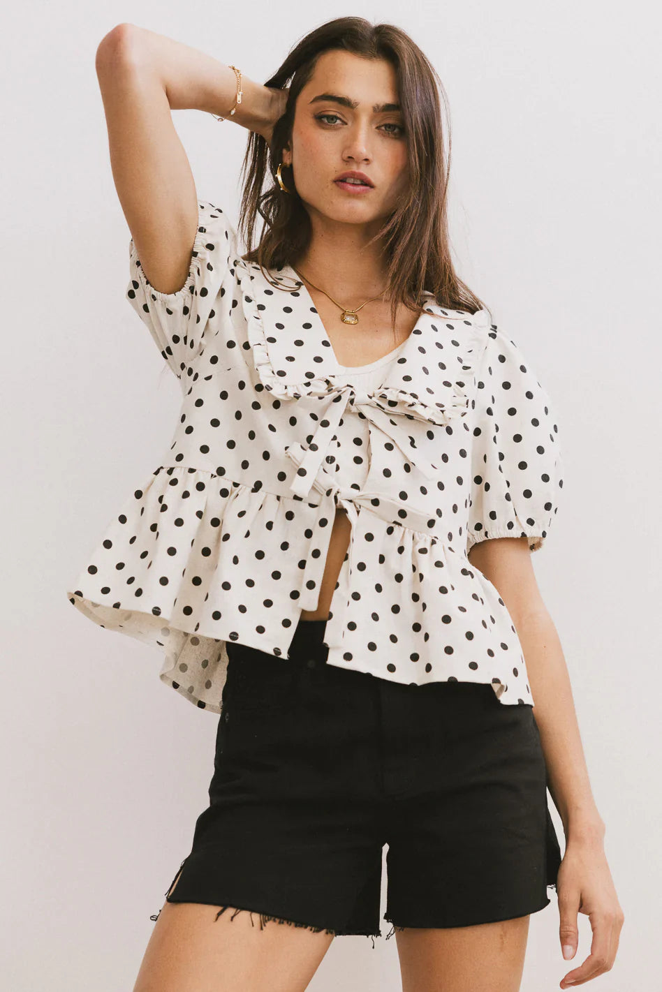Nova Polka Dot Peplum Top