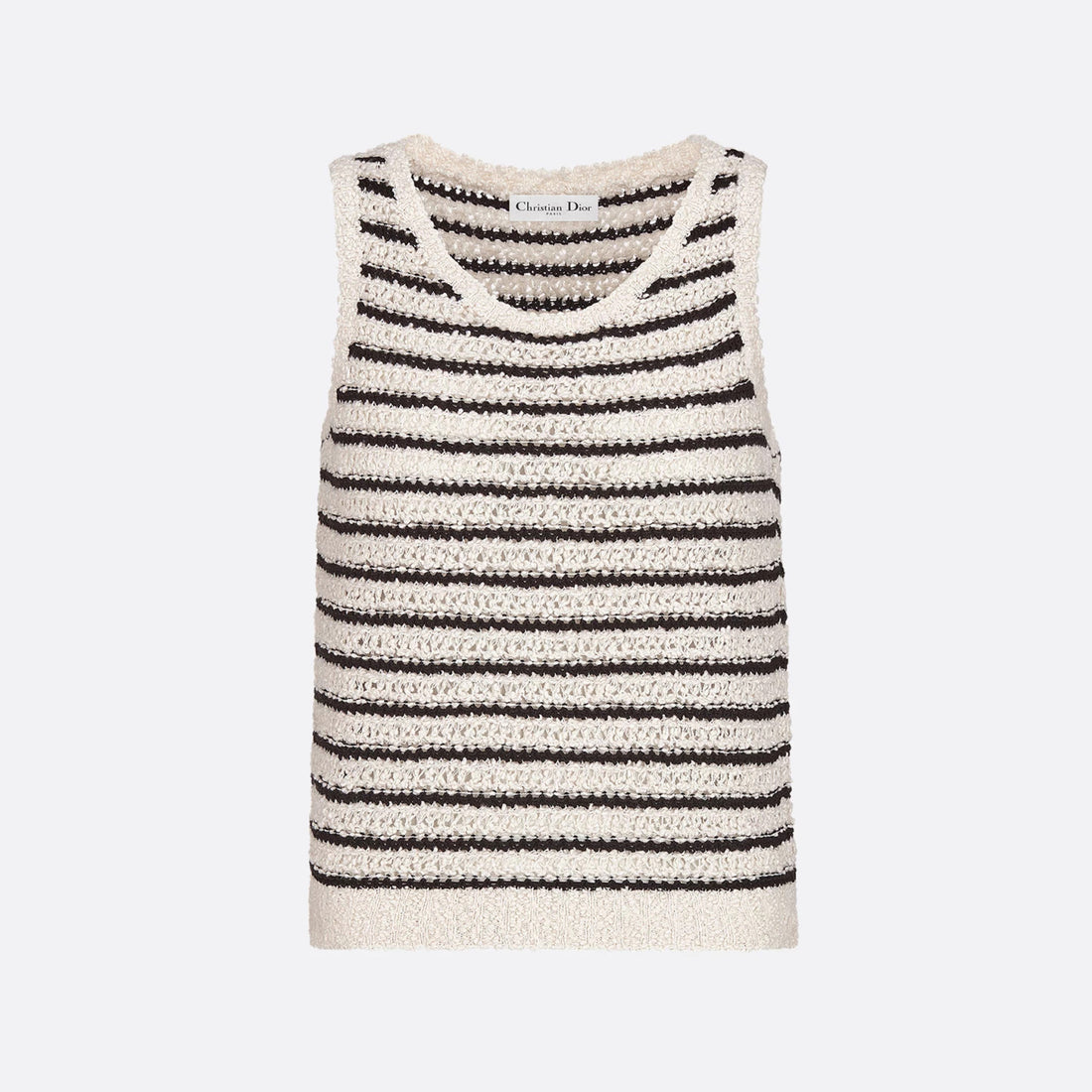 Dior Women's Summer Wool-Blend Striped Crew Neck Multicolor Sleeveless Knit Vest Ngvp #2354
