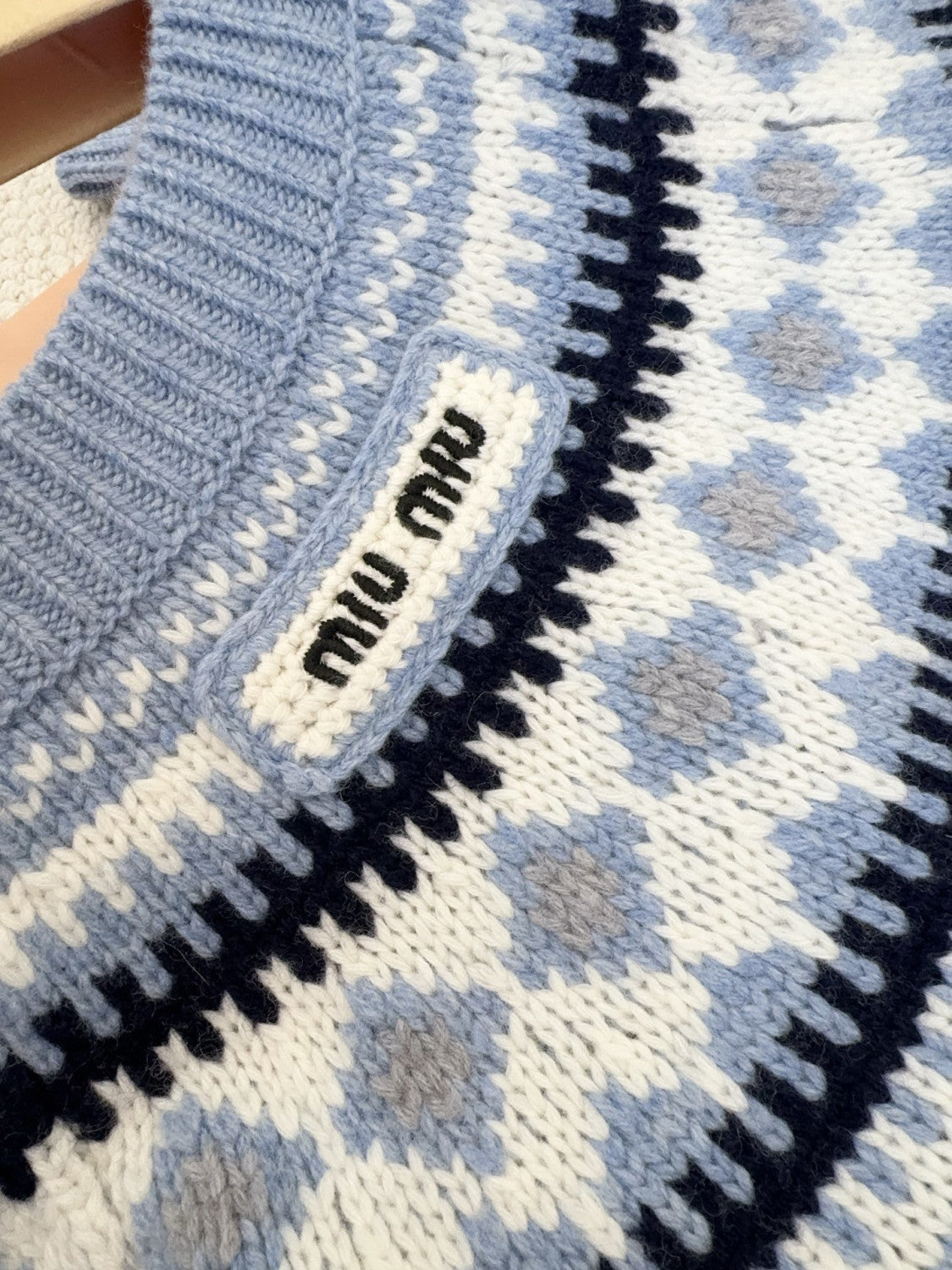 MiuMiu Wool Crochet Crew Neck Pullover Sweater #332159