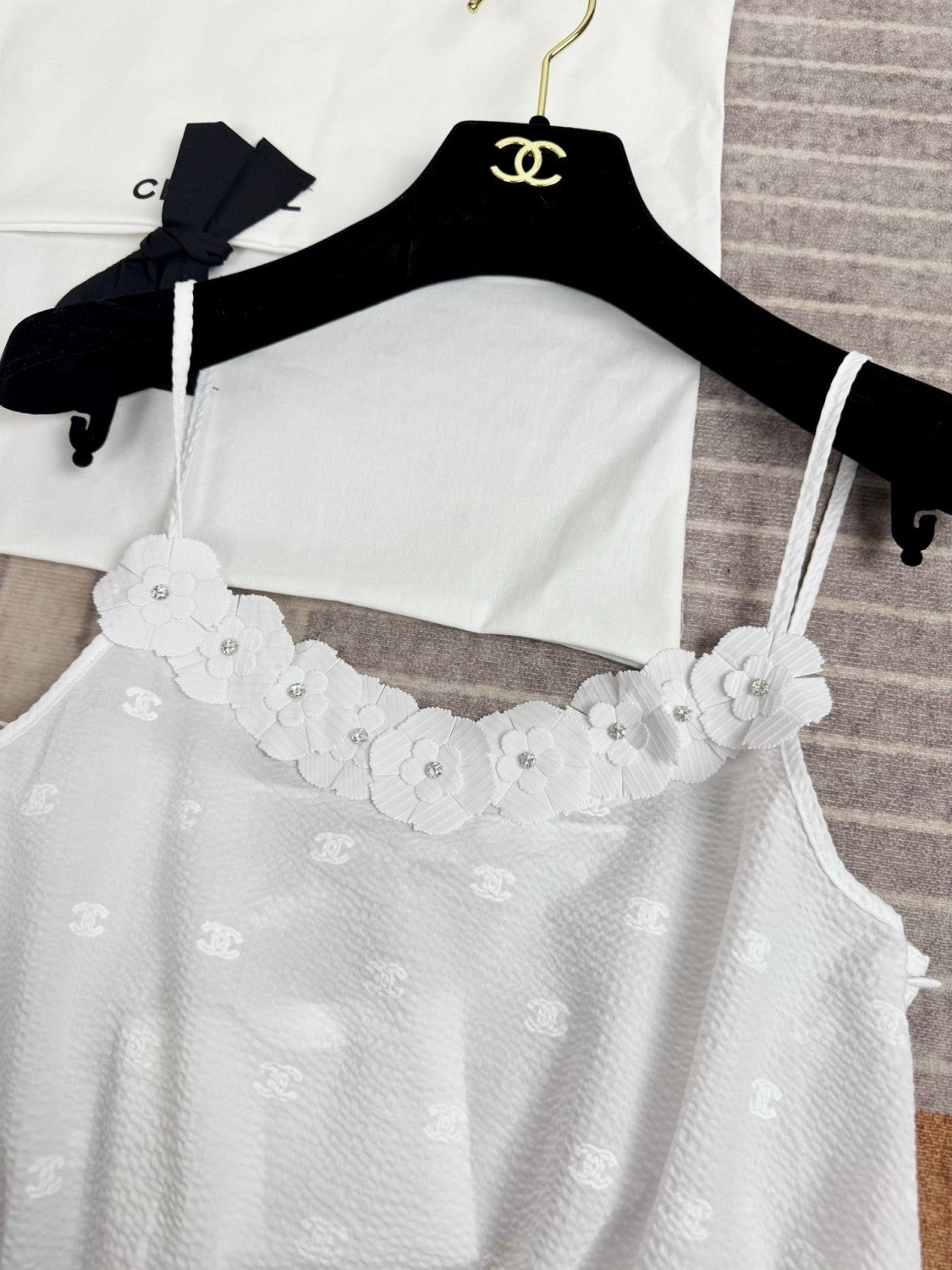 Chanel Top Embroidered Cotton White #377745