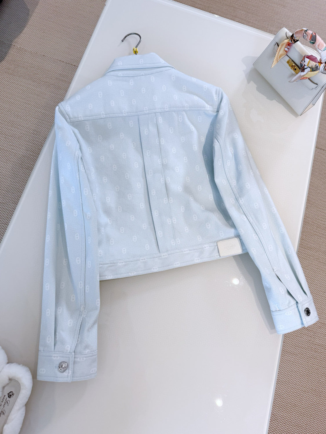 Hermes Women's Spring/Autumn Fashion Casual Pig Nose Print Logo Long Sleeved Single Breasted Collar Jacket Print Mini Skirt Suit Set #78418