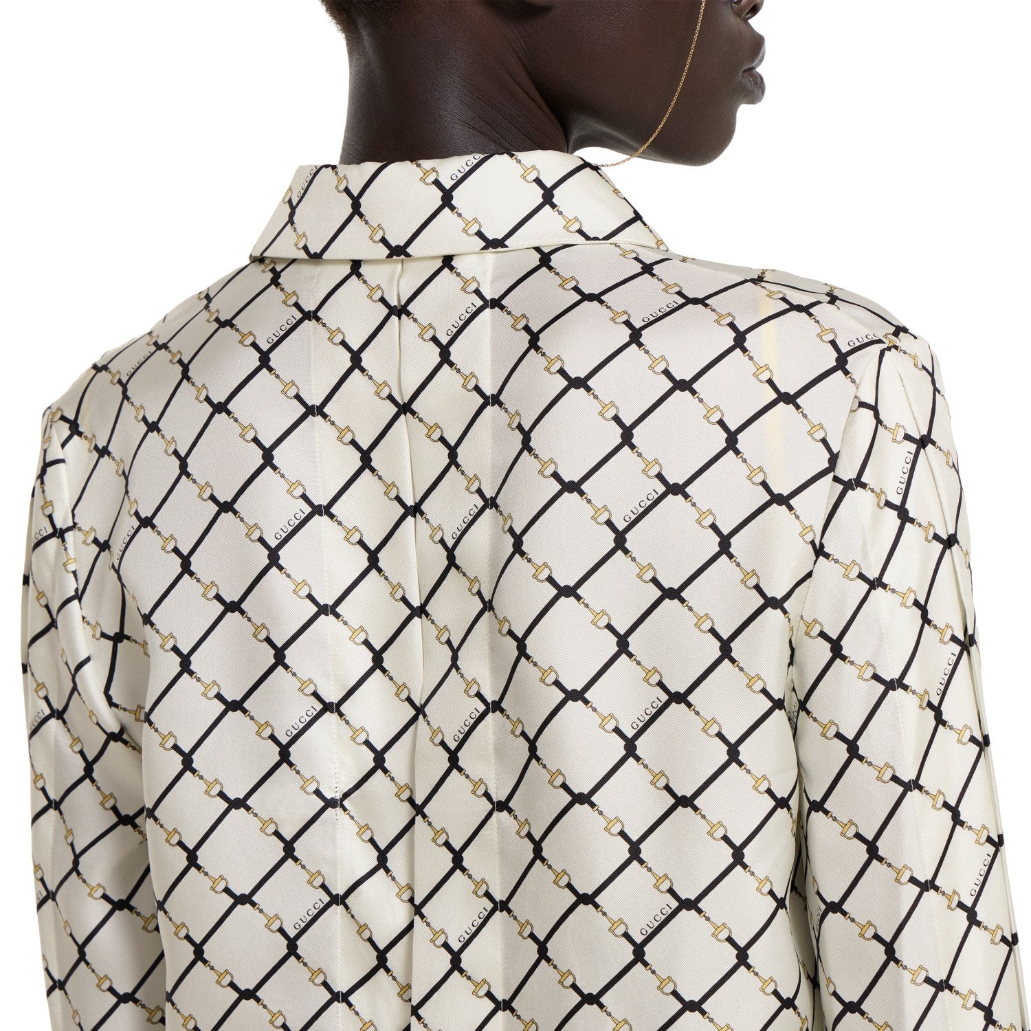 Gucci Printed Silk Twill Shirt in White #335907