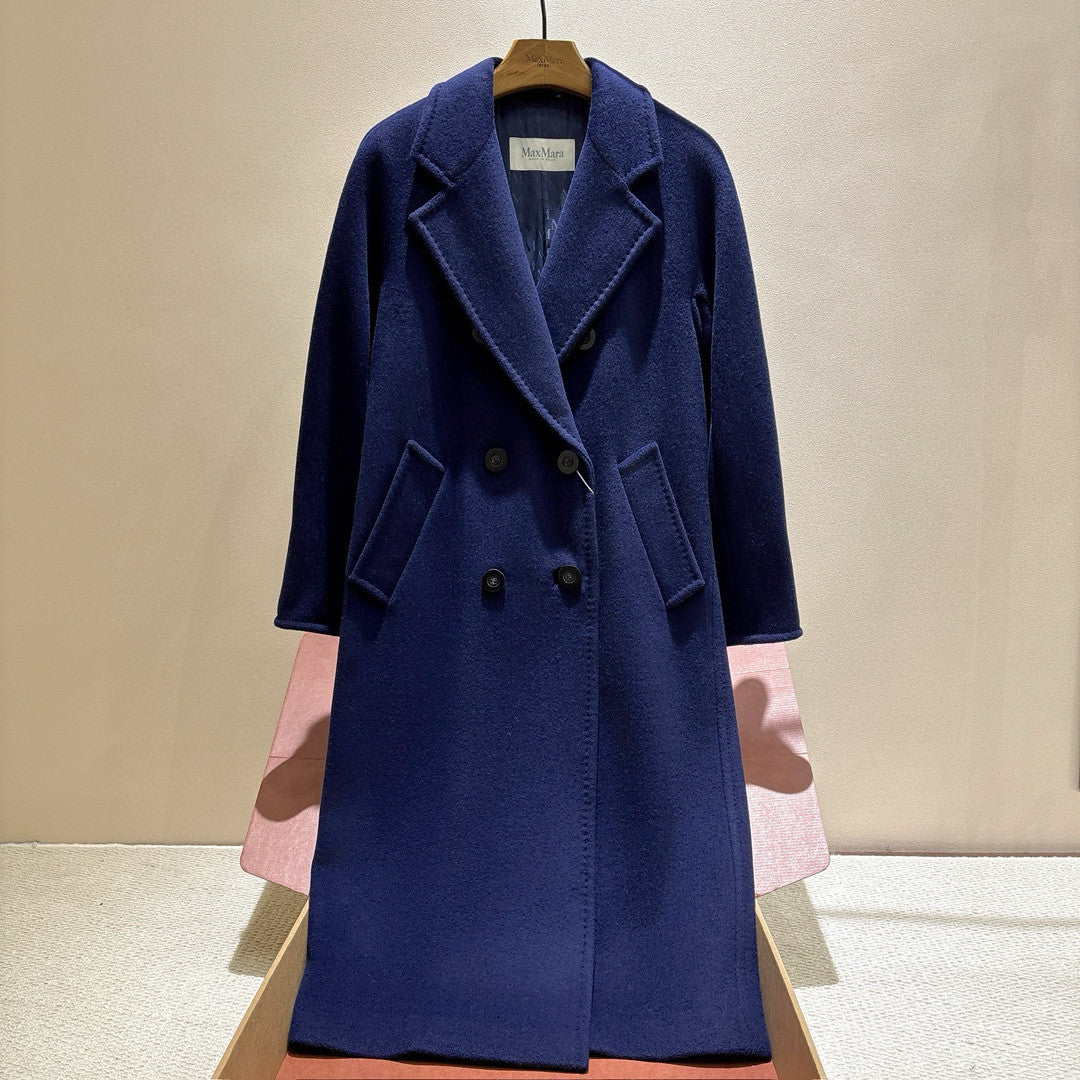 MaxMara Women's Fall/Winter Fashion Classic Solid Color V Neck Single Breasted Long Sleeve Mid Length Coat Jacket #79426