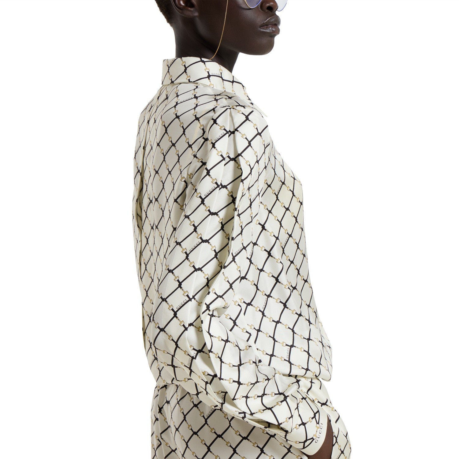Gucci Printed Silk Twill Shirt in White #335907
