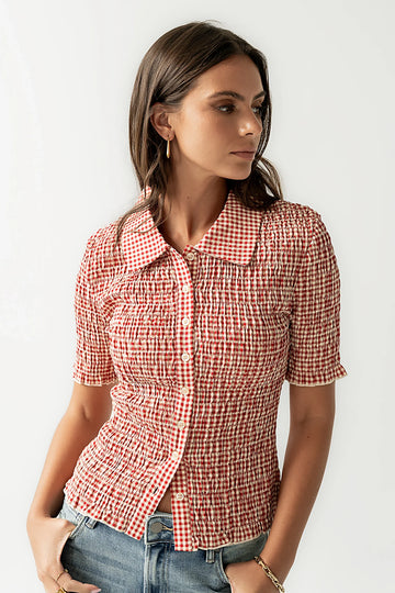 Connie Gingham Blouse in Red