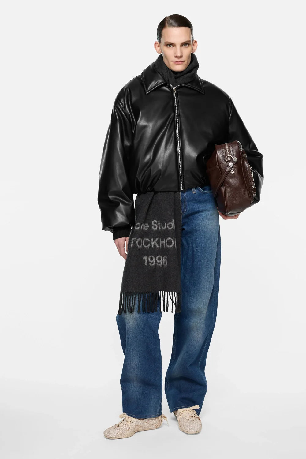 Acne Studios Hooded faux leather jacket #336625
