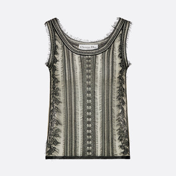 Dior Women's Summer Lace Knit Stretch Hollow-Out Solid Color Sleeveless Vest Ngvp #2397