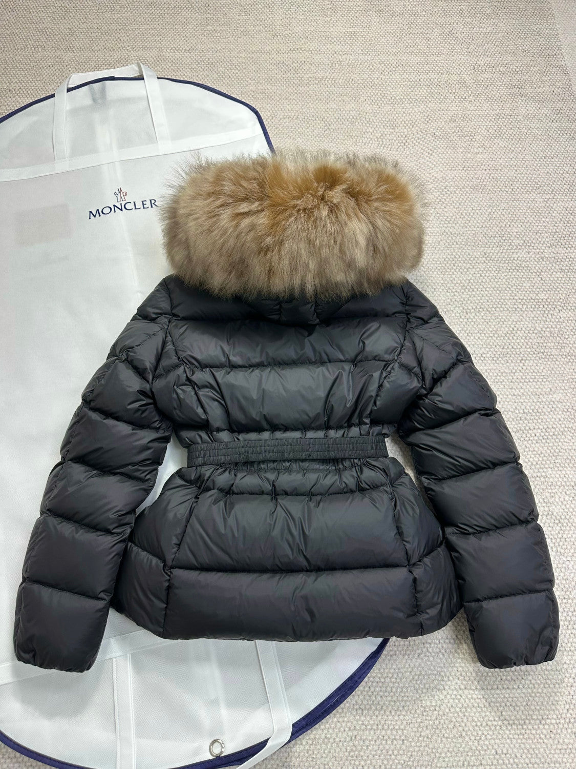 Moncler Black Beige Boed Hooded Shearling Trimmed Short Down Jacket Short Down Jackets #293421