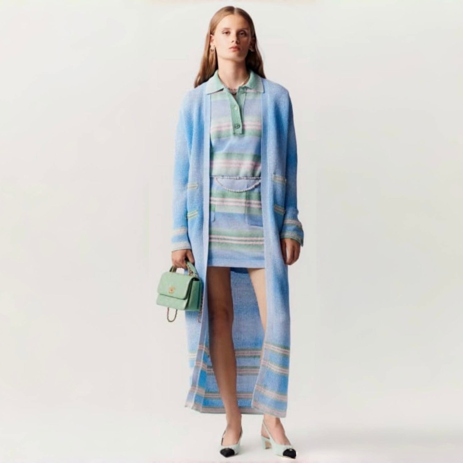 Chanel Pre-Spring 23P Pastel Striped Knit Polo Dress Multiple Colors #328841