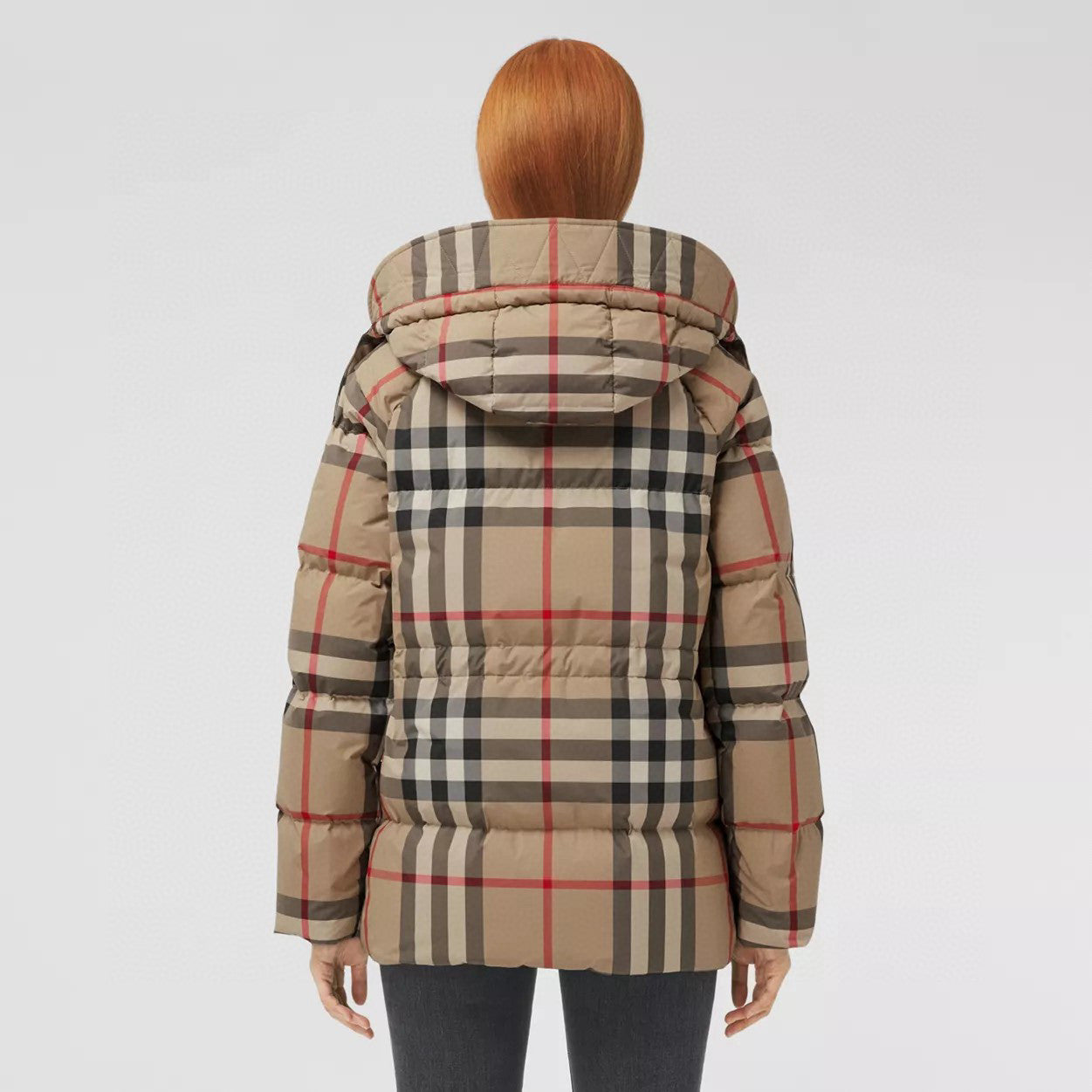 Burberry Fashion Casual High Neck Hooded Zipper Plaid Detachable Hood Plaid Recycled Polyester Down Jacket #79372