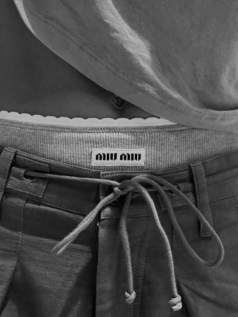 MiuMiu Women's Fashion Casual Solid Color Letter Logo Sports Bra Ribbed Cotton Panty Suit Set #78648