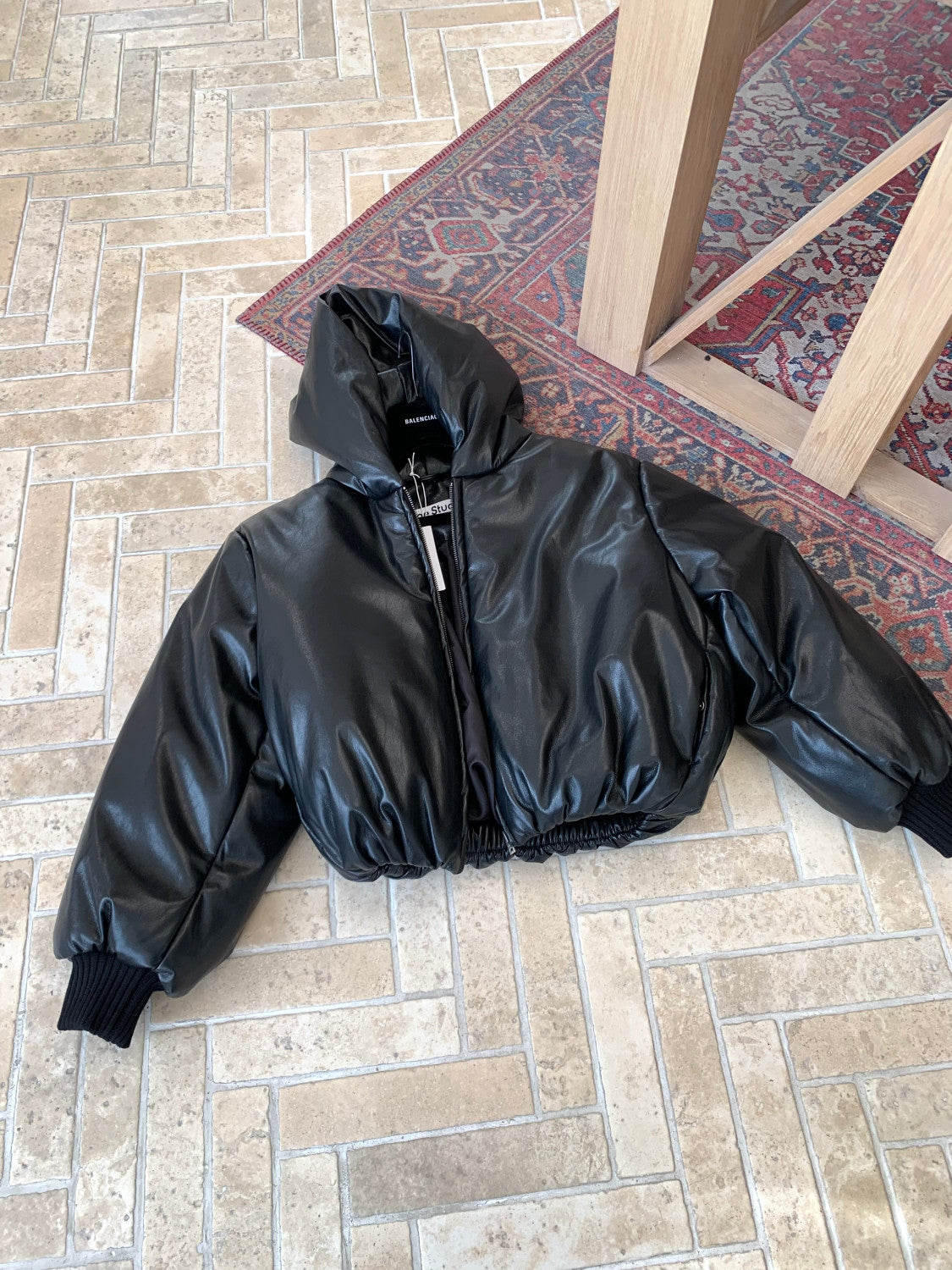 Acne Studios Hooded faux leather jacket #336625